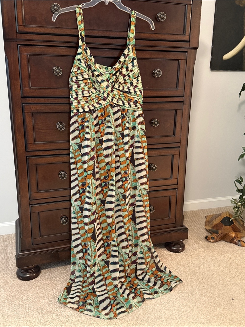 Colorful Patterned Maxi Spagetti Straps Dress